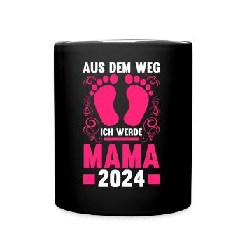 Werdende Mama 2024 - Tasse einfarbig - Schwarz - Vorne