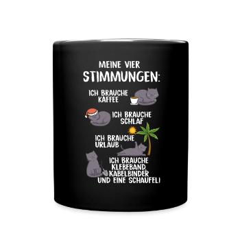 Meine Vier Stimmungen - Tasse einfarbig - Schwarz - Vorne