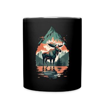 Wilderness Guardians: Moose and Nature in Harmony - Full Colour Mug - black - Front