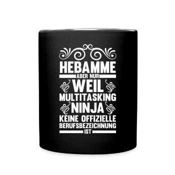 Geburtshelferin Hebamme - Tasse einfarbig - Schwarz - Vorne