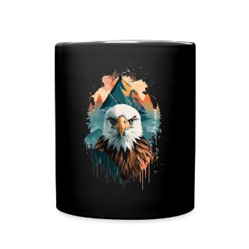The Freedom of the Sky: Eagles and Mountain Landscape - Full Colour Mug - black - Front