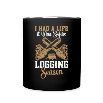 Bûcheron arboriste casque bois coupe bûcheron - Mug uni - noir - Devant