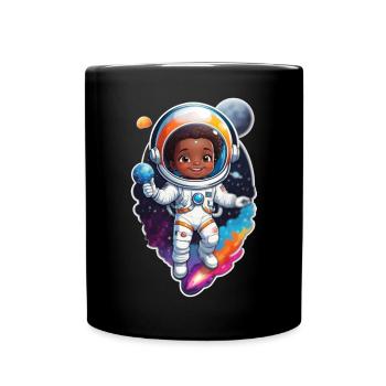 Cute Astronaut Child Cartoon Design - Full Colour Mug - black - Front