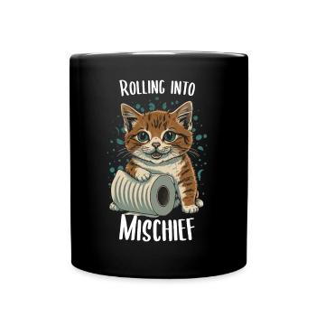 Bouffonneries joyeuses : chat et papier toilette - Mug uni - noir - Devant