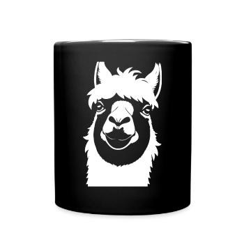 Lustige Lama Silhouette Freche lustige Lamas - Tasse einfarbig - Schwarz - Vorne