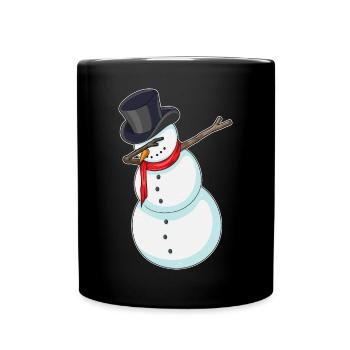 Schneemann Weihnachten Hip Hop Tanz - Tasse einfarbig - Schwarz - Vorne