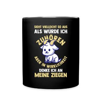 Ziege Ziegenbauer Bauernhof Landwirt Bauer Ziegen - Tasse einfarbig - Schwarz - Vorne