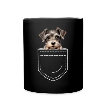 Hund Zwergschnauzer - Tasse einfarbig - Schwarz - Vorne