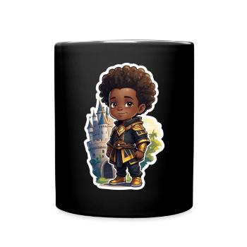 Vollmond-Krieger Jungen Design - Tasse einfarbig - Schwarz - Vorne
