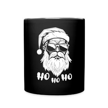 Chilliger Santa mit Sonnenbrille HoHoHo - Tasse einfarbig - Schwarz - Vorne