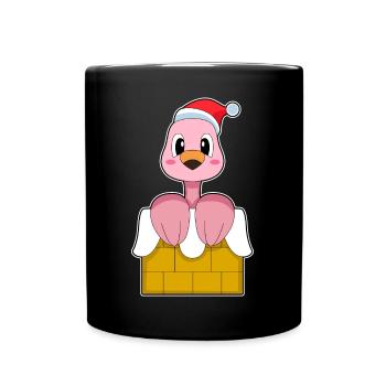 Chapeau de Noël flamant rose - Mug uni - noir - Devant