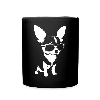 Lustiger Chihuahua mit Sonnenbrille Chihuahuas - Tasse einfarbig - Schwarz - Vorne