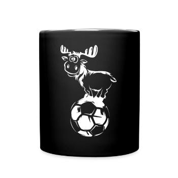 fußball Elch Hirsch lustig Ball Weihnachten Symbol - Tasse einfarbig - Schwarz - Vorne