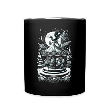 Mythical Holiday Carousel Fantasy Creature - Full Colour Mug - black - Front