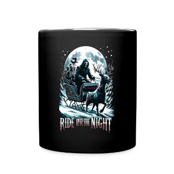Ride into the Night - Sinister Santa Sleigh - Full Colour Mug - black - Front