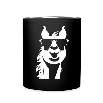 Funny Alpaca Wearing Sunglasses Cool Alpacas - Full Colour Mug - black - Front