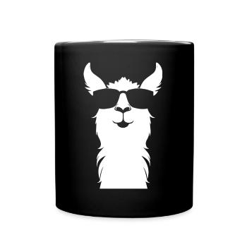 Funny Alpaca Wearing Sunglasses Cool Alpacas - Full Colour Mug - black - Front