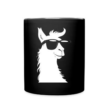 Funny Alpaca Wearing Sunglasses Cool Alpacas - Full Colour Mug - black - Front