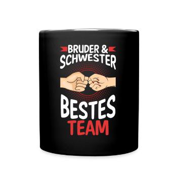 Geschwister Bruder und Schwester - Tasse einfarbig - Schwarz - Vorne