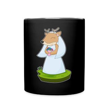 Reh Braut Blumenstrauß Hochzeit - Tasse einfarbig - Schwarz - Vorne