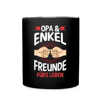 Großvater Opa und Enkel - Tasse einfarbig - Schwarz - Vorne