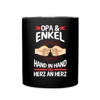 Großvater Opa und Enkel - Tasse einfarbig - Schwarz - Vorne
