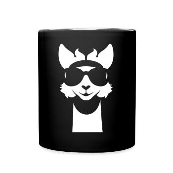 Lustiges Lama mit Sonnenbrille Coole Lamas - Tasse einfarbig - Schwarz - Vorne