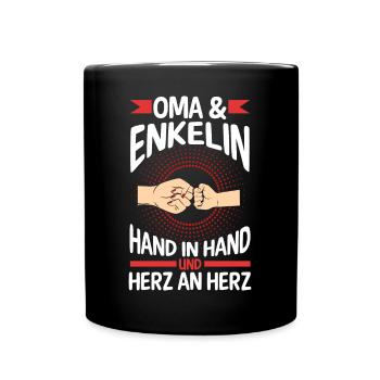 Oma Großmutter und Enkelin - Tasse einfarbig - Schwarz - Vorne