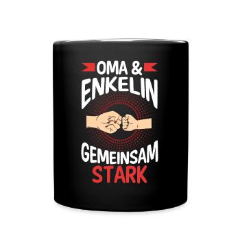 Oma Großmutter und Enkelin - Tasse einfarbig - Schwarz - Vorne