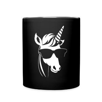 Funny Unicorns Wearing Sunglasses Cool Unicorn - Full Colour Mug - black - Front