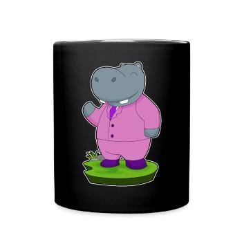 Hippopotame marié costume mariage - Mug uni - noir - Devant