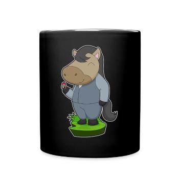 Pferd Bräutigam Ehering Hochzeit - Tasse einfarbig - Schwarz - Vorne