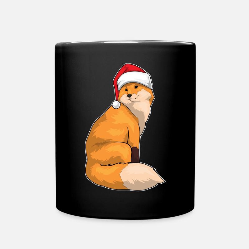 Fuchs Weihnachten Weihnachtsmütze - Tasse einfarbig - Schwarz