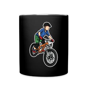 Funny Mountain Bike Boy - Full Colour Mug - black - Front