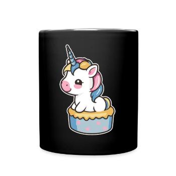 Einhorn Torte - Tasse einfarbig - Schwarz - Vorne