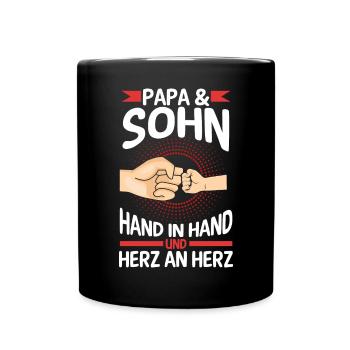 Papa Sohn Vater Familie Geschenk - Tasse einfarbig - Schwarz - Vorne