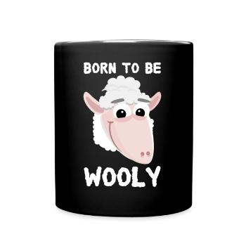 Schaf Schäfchen Born To Be Wooly - Tasse einfarbig - Schwarz - Vorne