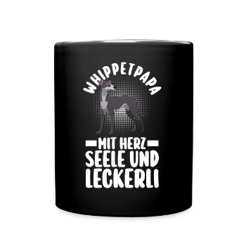 Hund Hundepapa Vater Whippetpapa Whippet - Tasse einfarbig - Schwarz - Vorne