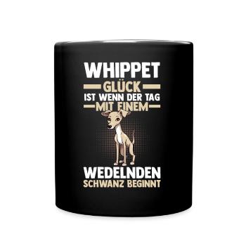 Hund Whippet - Tasse einfarbig - Schwarz - Vorne