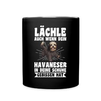 Hund Havaneser - Tasse einfarbig - Schwarz - Vorne