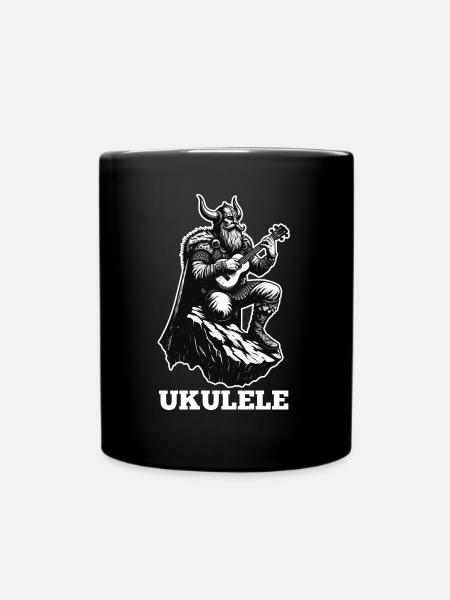 Ukulele Viking Music Gift - Full Colour Mug - black