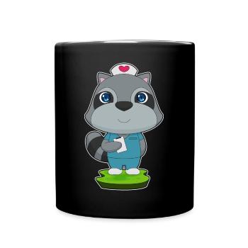 Waschbär Krankenschwester  - Tasse einfarbig - Schwarz - Vorne