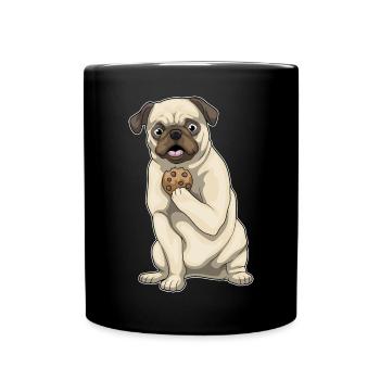 Mops Cookie - Tasse einfarbig - Schwarz - Vorne