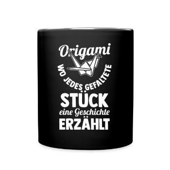 Japanische Faltkunst Origami - Tasse einfarbig - Schwarz - Vorne