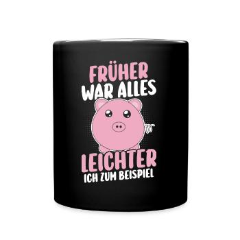 Autrefois, il n’y avait que des dictons drôles de cochon léger - Mug uni - noir - Devant