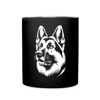 Berger allemand silhouette blanche de la tête - Mug uni - noir - Devant