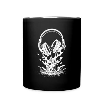 Kopfhörer mit Tropfen und Spritzern - Tasse einfarbig - Schwarz - Vorne