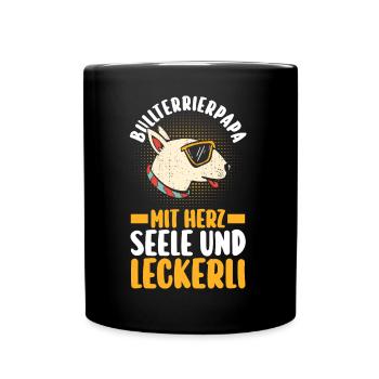 Hund Hundepapa Vater Bullterrierpapa Bullterrier - Tasse einfarbig - Schwarz - Vorne
