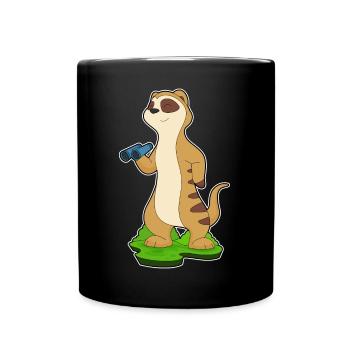 Erdmännchen Fernglas - Tasse einfarbig - Schwarz - Vorne