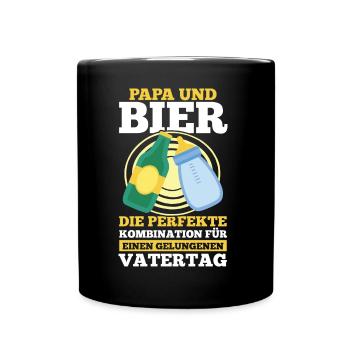 Papa Bier Vater Vatertag - Tasse einfarbig - Schwarz - Vorne